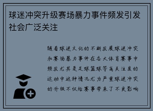 球迷冲突升级赛场暴力事件频发引发社会广泛关注