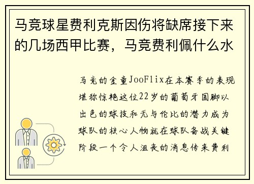 马竞球星费利克斯因伤将缺席接下来的几场西甲比赛，马竞费利佩什么水平